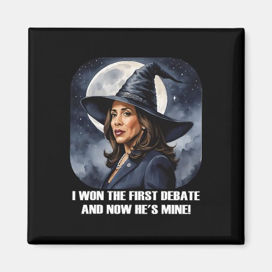 Kamala Harris Funny Debate Wahl 2024 Won Witch Magnet (Vorne)