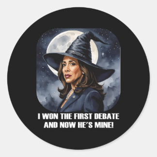 Kamala Harris Funny Debate Wahl 2024 Won Witch Runder Aufkleber