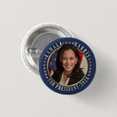 Kamala Harris für das demokratische Foto 2024 Button (Vorne & Hinten)