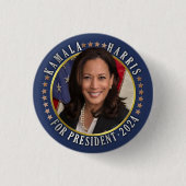 Kamala Harris für das demokratische Foto 2024 Button (Vorderseite)