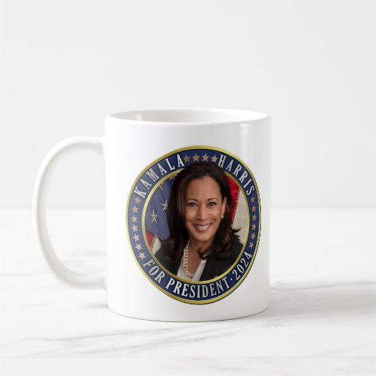 Kamala Harris für das demokratische Foto 2024 Kaffeetasse (Links)