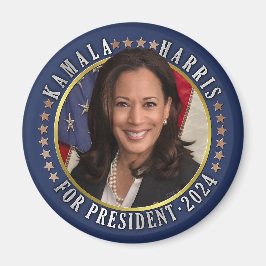Kamala Harris für das demokratische Foto 2024 Magnet (Vorne)