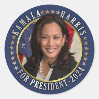 Kamala Harris für das demokratische Foto 2024 Runder Aufkleber