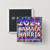 Kamala Harris für den Präsidenten 2024 Button (Vorne & Hinten)