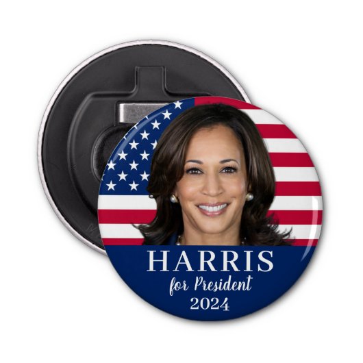 Kamala Harris für den Präsidenten 2024 Flaschenöffner (Vorderseite)