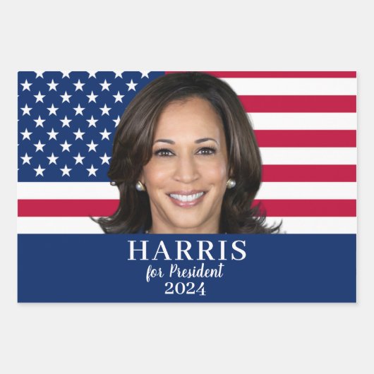Kamala Harris für den Präsidenten 2024 Geschenkpapier Set (Vorderseite)