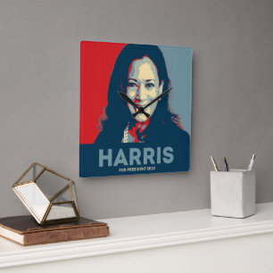 Kamala Harris für den Präsidenten 2024 Quadratische Wanduhr