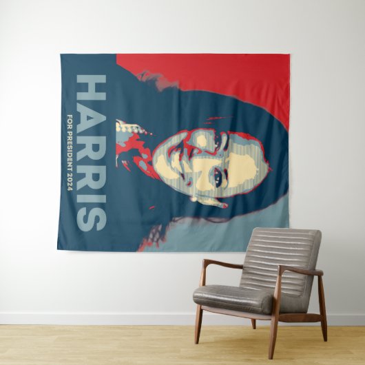 Kamala Harris für den Präsidenten 2024 Wandteppich (Beispiel (Horizontal))