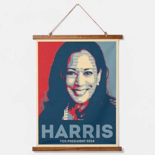Kamala Harris für den Präsidenten 2024 Wandteppich Mit Holzrahmen (Vorderseite)