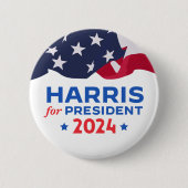 Kamala Harris für die amerikanische Flagge des Prä Button (Vorderseite)