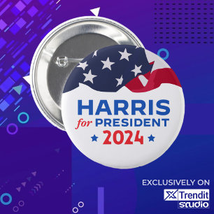 Kamala Harris für die amerikanische Flagge des Prä Button