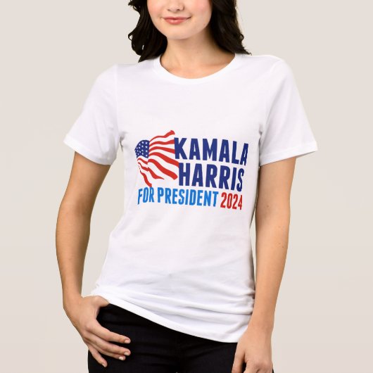 Kamala Harris für die Präsidentschaftswahl 2024 Fr Tri-Blend Shirt (Vorderseite)