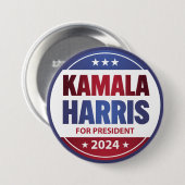 Kamala Harris für Präsident 2024 Blue Button (Vorne & Hinten)