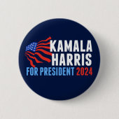 Kamala Harris für Präsident 2024 Dark Blue Button (Vorderseite)