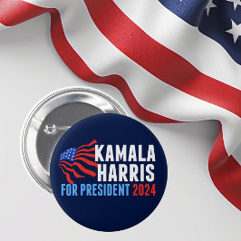 Kamala Harris für Präsident 2024 Dark Blue Button