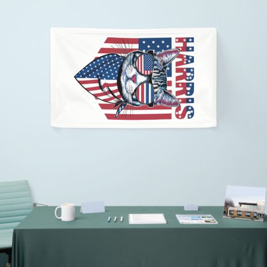 Kamala Harris für Präsident 2024 Funny Cat Banner (Messeveranstaltung)