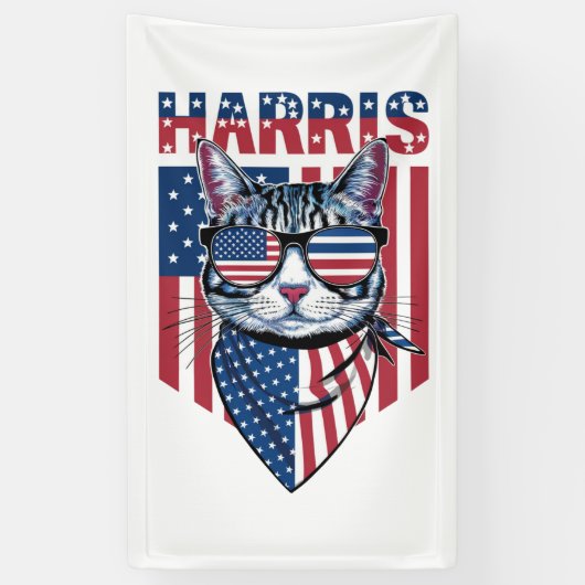Kamala Harris für Präsident 2024 Funny Cat Banner (Vertikal)