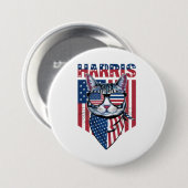 Kamala Harris für Präsident 2024 Funny Cat Button (Vorne & Hinten)