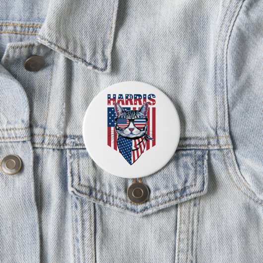 Kamala Harris für Präsident 2024 Funny Cat Button (Beispiel)
