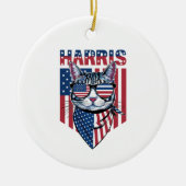 Kamala Harris für Präsident 2024 Funny Cat Keramik Ornament (Vorne)