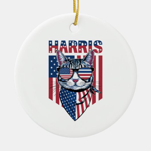 Kamala Harris für Präsident 2024 Funny Cat Keramik Ornament (Vorne)