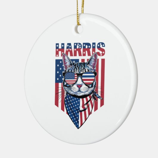 Kamala Harris für Präsident 2024 Funny Cat Keramik Ornament (Links)