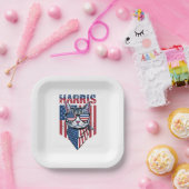 Kamala Harris für Präsident 2024 Funny Cat Pappteller (Party)