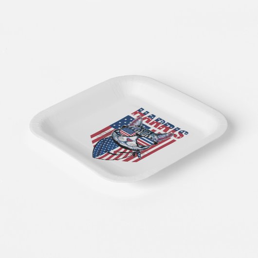 Kamala Harris für Präsident 2024 Funny Cat Pappteller (Gewinkelt)