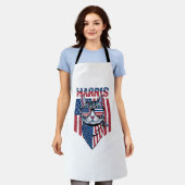 Kamala Harris für Präsident 2024 Funny Cat Schürze (Getragen)