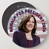 Kamala Harris für Präsident 2024 Jumbo-Sized Button (Vorne & Hinten)