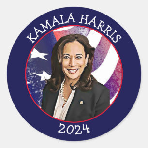 Kamala Harris für Präsident 2024 Runder Aufkleber