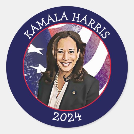 Kamala Harris für Präsident 2024 Runder Aufkleber (Vorderseite)