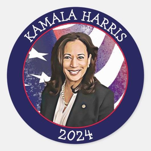 Kamala Harris für Präsident 2024 Runder Aufkleber (Vorderseite)