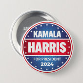 Kamala Harris für Präsident 2024 Stars Blue Red Button (Vorne & Hinten)