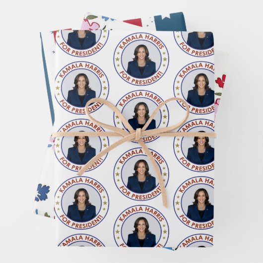 KAMALA HARRIS FÜR PRÄSIDENT GESCHENKPAPIER SET (Beispiel)