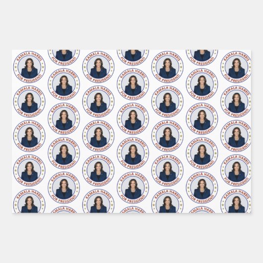KAMALA HARRIS FÜR PRÄSIDENT GESCHENKPAPIER SET (Vorderseite)