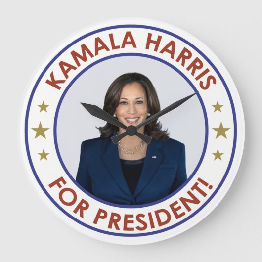 KAMALA HARRIS FÜR PRÄSIDENT! GROßE WANDUHR (Vorderseite)
