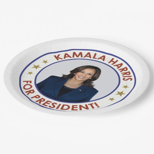 KAMALA HARRIS FÜR PRÄSIDENT! PAPPTELLER (Schrägansicht)