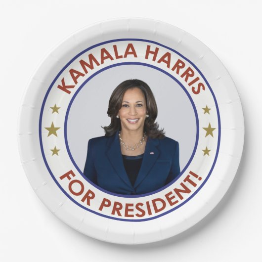 KAMALA HARRIS FÜR PRÄSIDENT! PAPPTELLER (Vorderseite)
