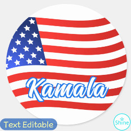Kamala Harris für Präsidentin Elegant Script US Fl Runder Aufkleber
