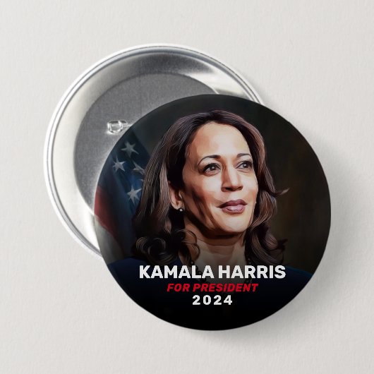 Kamala Harris für Wahlkampffunktion des Präsidente Button (Vorne & Hinten)