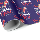 Kamala Harris Girl Woman Christmas Blue Geschenkpapier (Rolleneckpunkt)