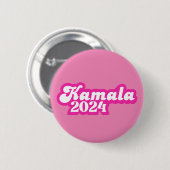 Kamala Harris Girly Pink Logo 2024 Button (Vorne & Hinten)