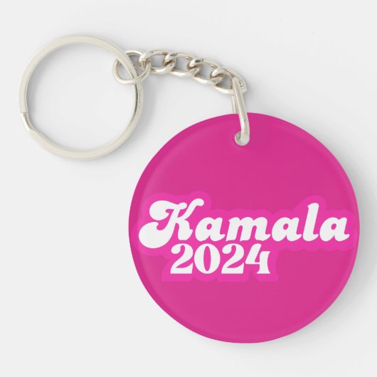 Kamala Harris Girly Pink Logo 2024 Schlüsselanhänger (Vorderseite)