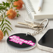Kamala Harris Girly Pink Logo 2024 Schlüsselanhänger (Vorderseite rechts)