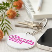 Kamala Harris Girly Pink Logo 2024 Schlüsselanhänger (Vorderseite rechts)