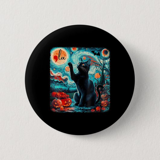 Kamala Harris Halloween Fledermäuse Starry Night B Button (Vorderseite)