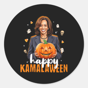 Kamala Harris Halloween Happy Kamalaween Pumpkin G Runder Aufkleber