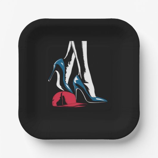 Kamala Harris Heels treten auf Maga Hat Pappteller (Vorderseite)