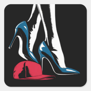 Kamala Harris Heels treten auf Maga Hat Quadratischer Aufkleber